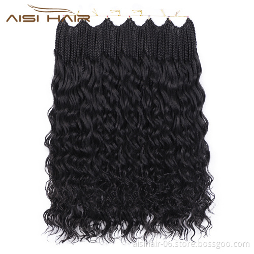 Aisi Hair Goddess Faux Locs Black Color Crochet Braids Hair Extensions Synthetic Faux Locks Braids Hairpieces For Black Women